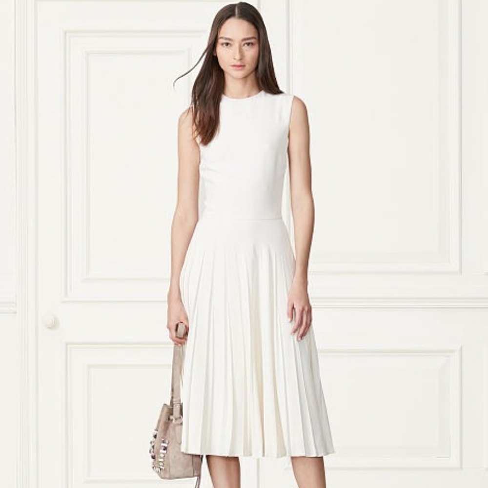 Polo Ralph Lauren Clara Pleated Dress Cream, Women